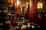 Vajrayogini Front Facing Shrine Mandala Offering, His Holiness Jigdal Dagchen Sakya leading the empowerment into practice, Tharlam Monastery, Boudha, Kathmandu, Nepal